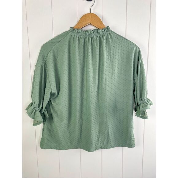 Madewell‎ Clip Dot Ruffle Top Frosted Willow Sage Green Size S - Picture 4 of 9